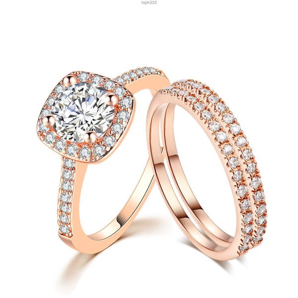 

wedding engagement rings set for women couple square silver color cubic zircon birde ring dazzling fashion jewelry sr531-mog4q8hb0, Golden;silver