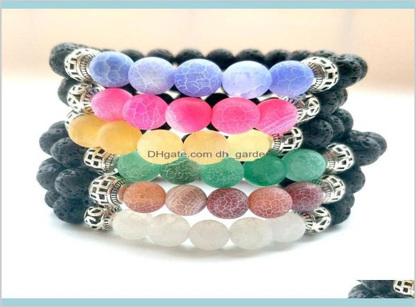 

est 8mm natural black lava stone colorful weathered beads bracelet essential oil perfume diffuser bracelets women men yoga jewelry1810711