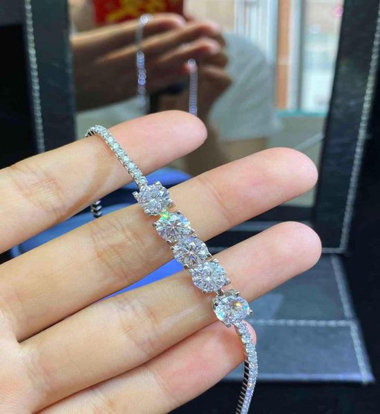 

inbeaut 925 silver total 5 ct round excellent cut d color pass diamond test cow head beads bracelet gift 2105127332190, Golden;silver