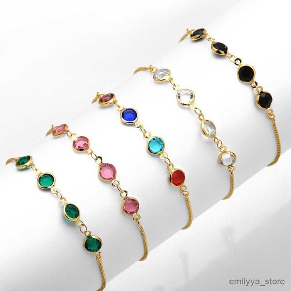 

charm bracelets adjustable bracelet for teen girls minimalist colorful zircon hand chains aesthetic accessories women jewelry, Golden;silver