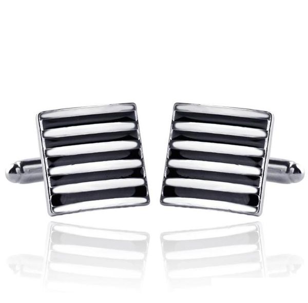 

new arrive men039s shirt cufflinks metal men enamel stripe cuff links for wedding party fashion simple men sleeve shirt french 5426057, Silver