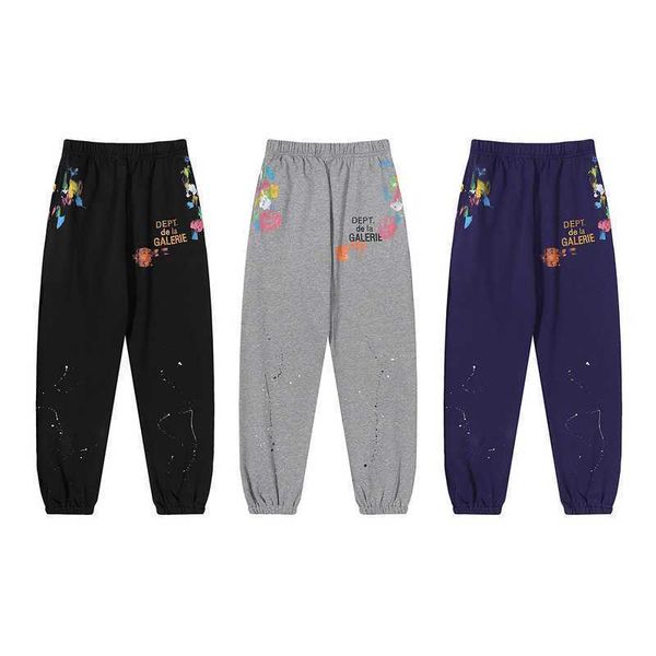 

designer clothing fashion pant american trend brand galleryes depts hand drawn letter style wool casual pants high street men's women&#, Black