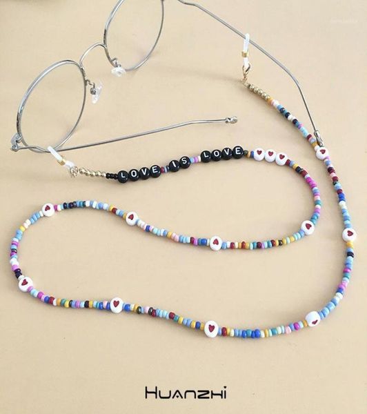

huanzhi 2021 new cool fashion colorful beads acrylic love letter mask chain glasses chain necklace for women jewelry accessories13015512, Silver