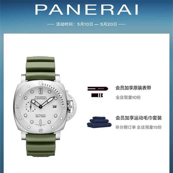 

luxury designer men panerai luminor mechanical watch diving series white dial mechanical sports male, Slivery;golden