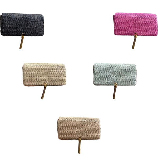

raffias clutch braided bags weave handbag strap designer flap evening bag tote lady straw shoulder cosmetic bags tassel womens square cross