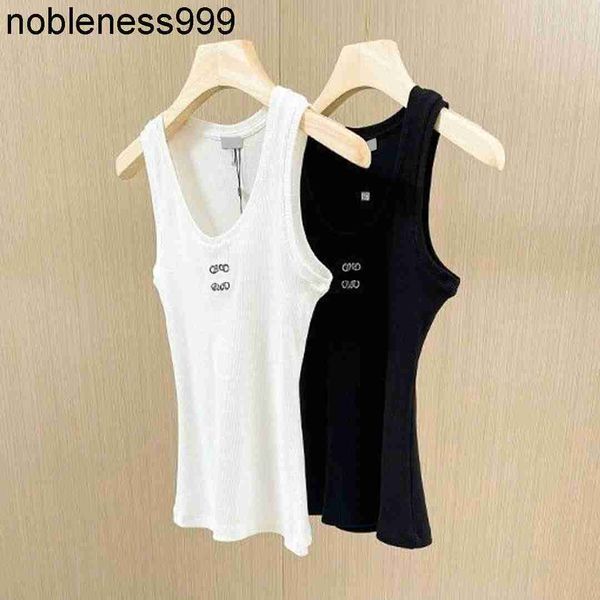 

women cropped knit tank designer loewe t-shirt embroidered sport tee womens knits women sleeveless yoga summer tees lowe vests m4nw#, White