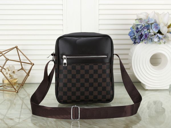 

fashion men crossbody shoulder bags satchels messenger bags black grid designer purse mobile phone storage chest bag women handbags backpack