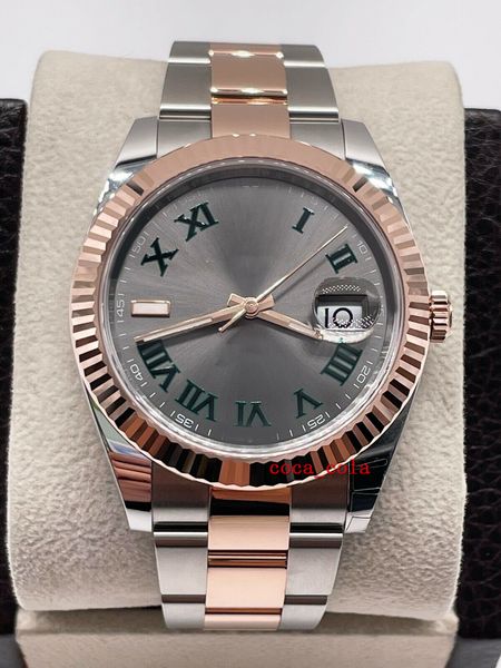 

new watch strap luxury wristwatch 126331 datejust 41 wimbledon everose gold steel boxes paper movement 904l automatic mens bracelet waterpro, Slivery;brown