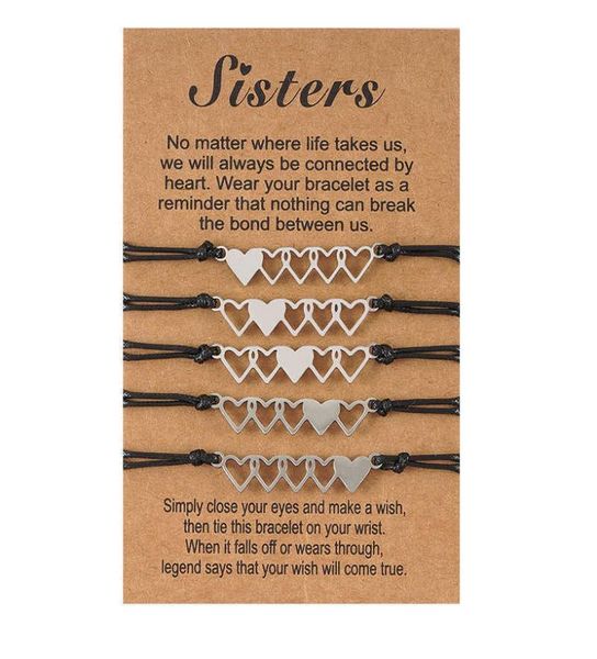 

sisters card bracelet creative stainless steel 5 hearttoheart woven friendship bracelet 5piece set4342862, Golden;silver