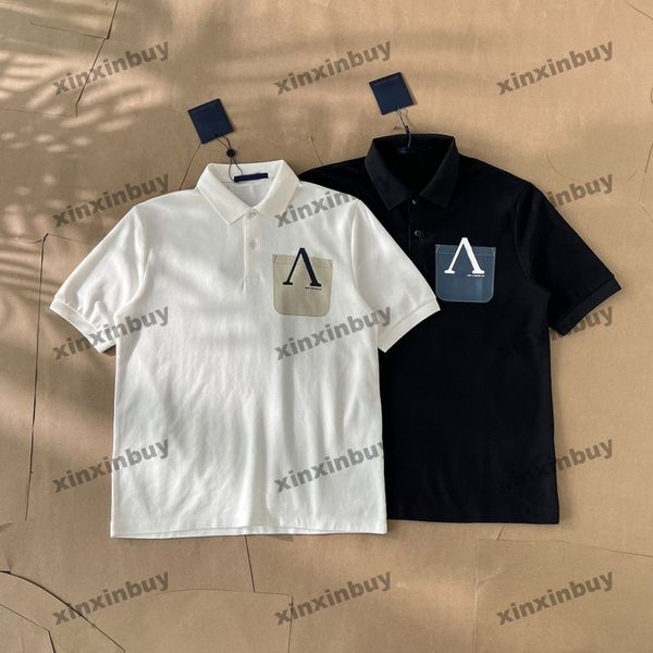 

xinxinbuy men designer tee t shirt 23ss forever pocket pattern print short sleeve cotton women red white black yellow blue s-xl, Black;brown