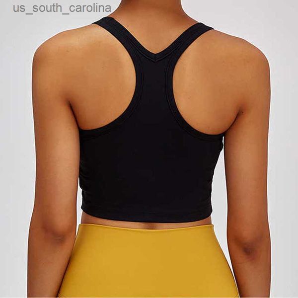 

camis lu-117 women sports bra yoga vest underwear gym workout running push-up athletic shock proof crop tank solid fitness clothing l230522, White