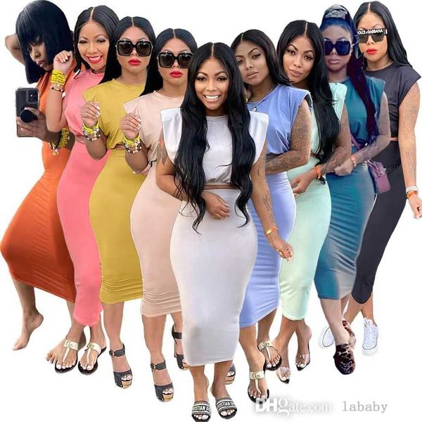 

summer two piece dress set women fashion streetwear tracksuits crop and midi skirt matching sets classic 2pcs suit outfits, White
