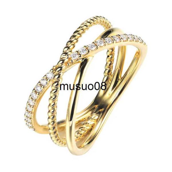 

band rings huitan fancy cross design women rings for wedding party gold color fashion versatile female accessories cubic zirconia jewelry j2, Silver