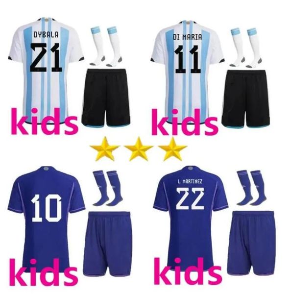 

kids 22 23 football kits tracksuits argentinas soccer jerseys 22 23 j.alvarez de paul dybala di maria kun martinez maradona kids footbal kit, Black