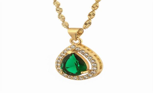

chains gold color rhinestone zircon crystal water drop pattern pendants necklaces for women girl men birthday party gifts charm je3631904, Silver