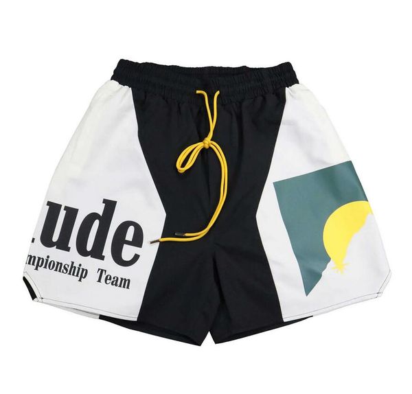 

3a designer men rh limited rhude shorts summer swim short knee length hip hop high street sports training beach pants mens elastic waist 7ib, White;black
