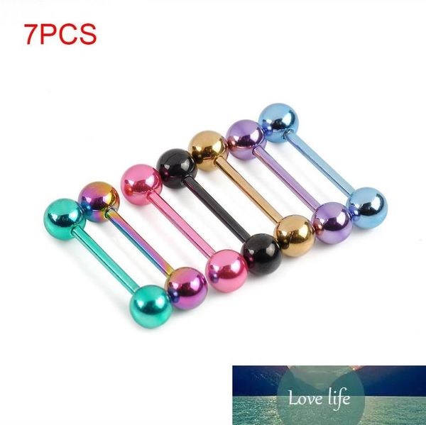 

7pcs plated stainless steel mixed colors tounge rings piercing body jewelry8962650, Silver