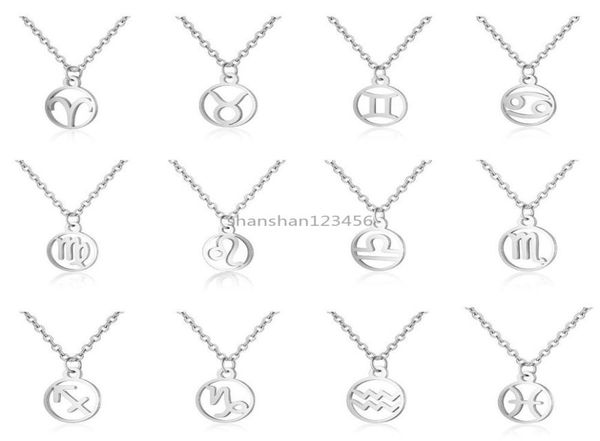 

12 constell pendant necklace silver gold stainless steel zodiac horoscope sign necklaces chains for women fashion jewelry will and2754094