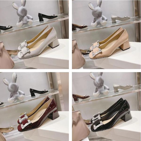 

designer women sandals rhinestone sandals luxury women metal square toe shoes buckle thick heel shoes shallow mouth thick heel retro wedding, Black