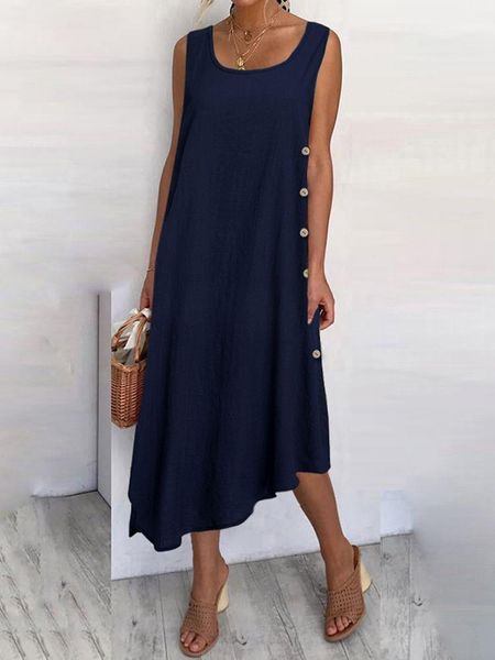 

dresses 2023 women's summer long dress fashion beach sleeveless vest maxi dress celmia casual asymmetrical sundress solid loose robes, Black;gray