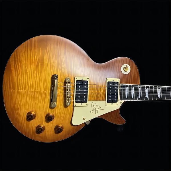 

classic electric guitar brand, exquisite tiger stripe surface, quality assurance, professional performance level