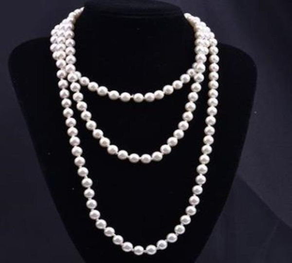 

2021 fashion personality retro glass imitation pearl necklace women simple knotting multilayer long style a variety of colors to 3073202, Silver