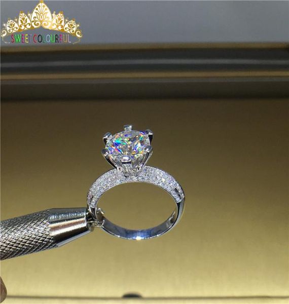

100 18k 750au gold moissanite diamond ring d color vvs with national certificate mo00108 t2007018235052, Slivery;golden