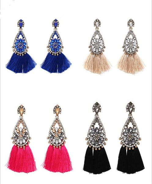 

vintage fringe earrings for women jewelry crystal earrings zircon flower ancient long tassel drop earrings dangle jr6072086, Silver