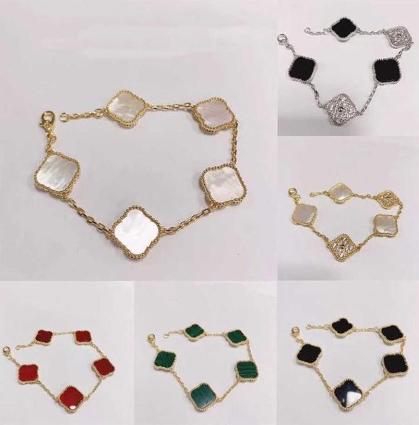 

charm bracelets 925 silver designer lucky elegant charm bracelet cleef fashion vintage 5 motifs bracelets clover leaf necklace lux4224021, Golden;silver