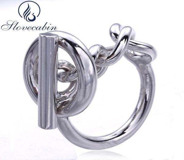 

slovecabin 2017 france popular jewelry 925 sterling silver rope chain ring for women rotatable lock wedding ring fine jewelry s1811035030, Slivery;golden