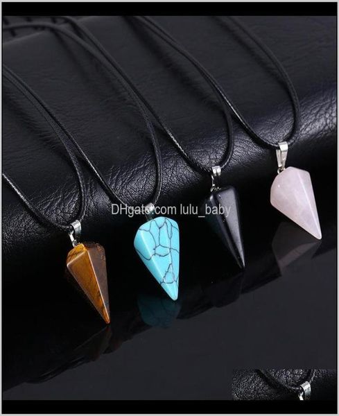 

necklace jewelry crystals amethyst rose quartz bead chakra point women men natural stone pendants leather chains bvcju pendant nec7483490, Silver