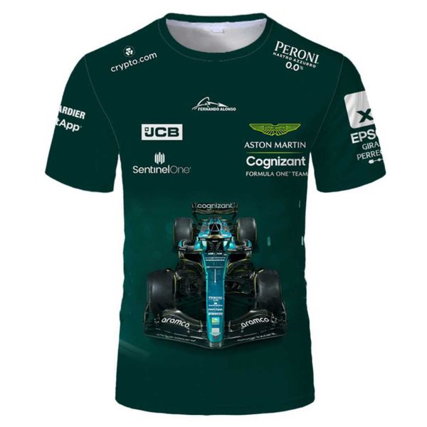 

2023 summer men's short sleeve t shirt t-shirts f1 racing team aston martin 3d printing sports loose clothes breathable fk7x, White;black
