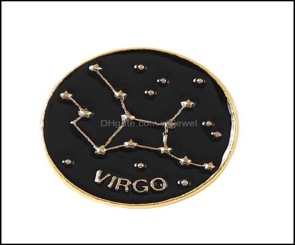 

pins brooches jewelry twee constellations round brooch pin gold letters circle alloy cor badges women backpack sweater bag hat clo3863856, Gray