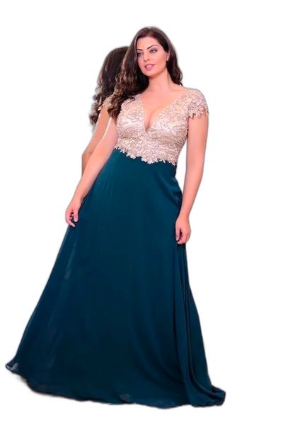 

plus size evening dresses deep v-neck beading prom gowns a-line floor length chiffon appliques formal dress, Black;red