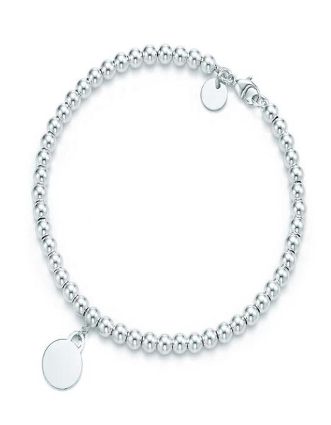 

heart beaded bracelet women couple sterling silver strands chain 4mm beads ball t tag bracelets blue designer jewelry gifts for gi4914158, Black
