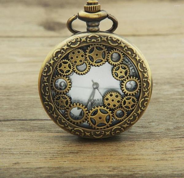 

pocket watches retro watch hollow gear antique pendant arabics numbers quartz analog gift5843109, Slivery;golden