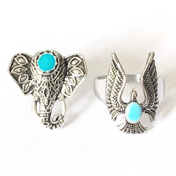 

wholesale 30pcs mixed animals eagle elephant vintage rings for men women antique silver plated punk gothic party gift finger jewely bulk lot, Golden;silver