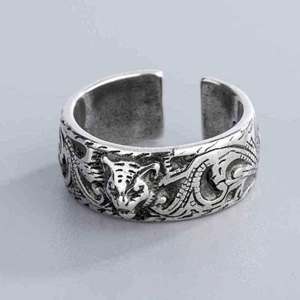 

new 2023 designer jewelry bracelet necklace leopard women's head carved pattern ring openingnew jewellery, Silver