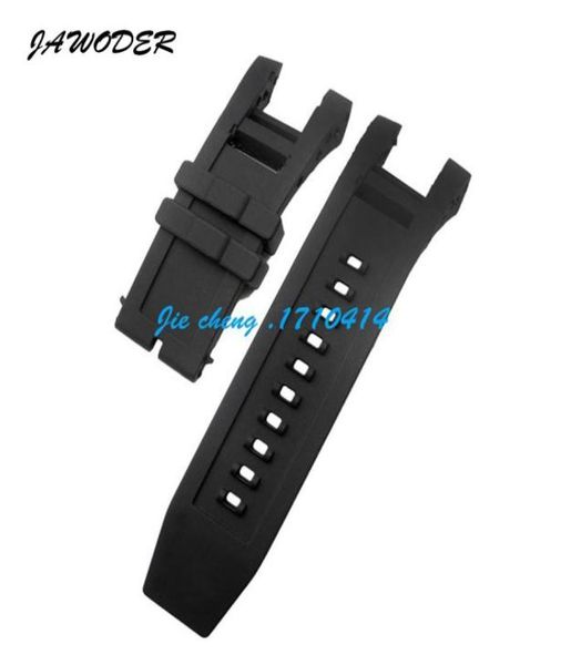 

jawoder watchband men 33mm x15mm black silicone rubber diver watch band strap without buckle for inv 6575 subaqua noma iv7640676, Black;brown