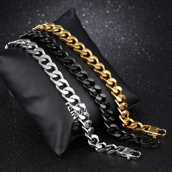 

titanium steel snake bone chain bracelet hip hop stainless steel cuban link chain bracelets for women men, Black