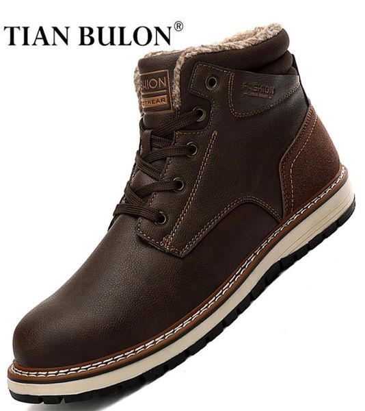 

winter warm fur ankle boots men leather casual shoes high fashion mens military snow boots waterproof cowboy botas plus size l9835014, Black