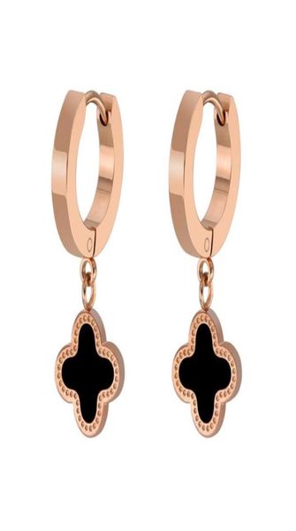 

dangle chandelier lucky fourleaf clover earrings korean fashion ladies selling stainless steel 20215707598, Silver