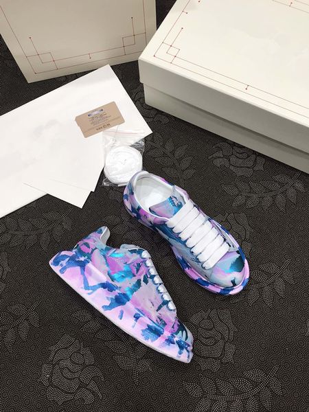 

brand casual shoes shoes retro men's leather lace-up fashion printing trainer sports women's casual 0801, Black