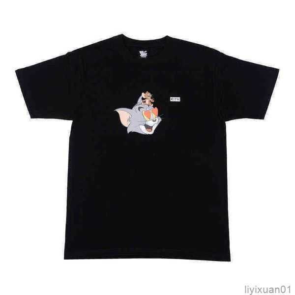 

2022 ss high tide brand men's t-shirts kith cat mouse printed short-sleeved cartoon for women tee cotton shirts s091a1 l12d 3 v38h, White;black