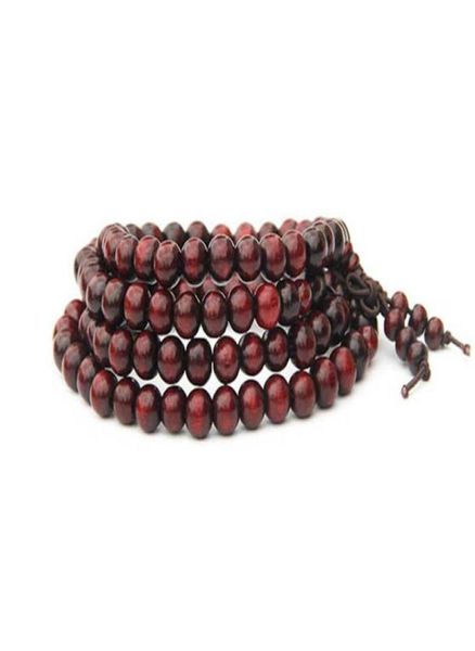

natural sandalwood buddhist buddha meditation 6mm 108 beads wood prayer bead mala bracelet with bowknot charm stretchable1091883, Black