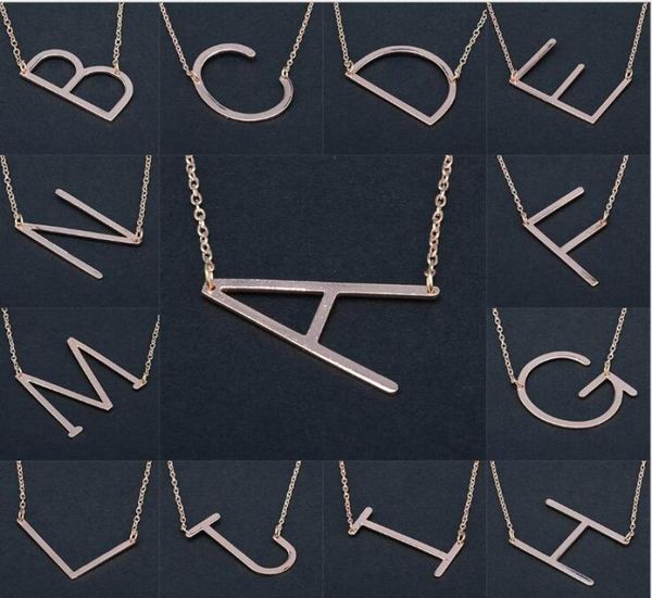 

new fashion women letter pendant necklace az letter name initial gold silver plated stainless steel necklace pendant for women be7377394