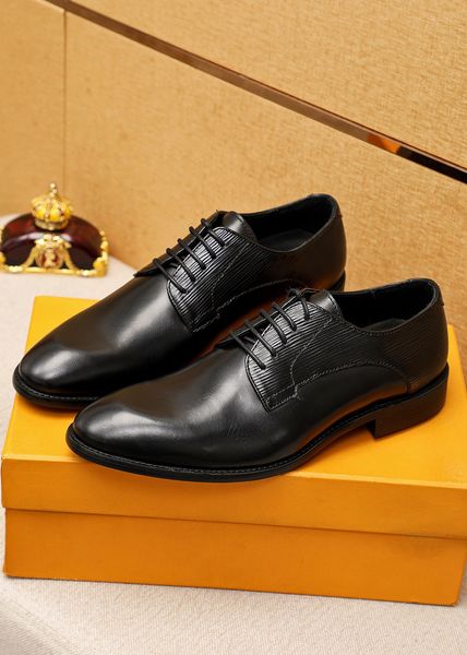 

2023 mens formal dress shoes gentlemen brand designer genuine leather flats mens business oxfords size 38-46, Black