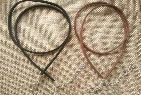 

black brown double side leather velvet choker necklaces with lobster clasp jewelry for women rope chain statement necklaces collar3308595, Golden;silver