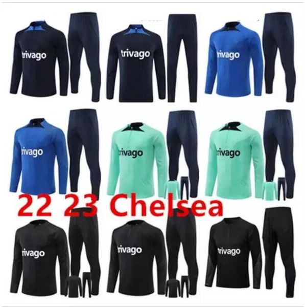 

2023 -24 cfc soccer chelse tracksuit long sleeve kids kit tracksuit pulisic 22 23 2mount havertz sterling jorginho training suit koulibaly k, Black