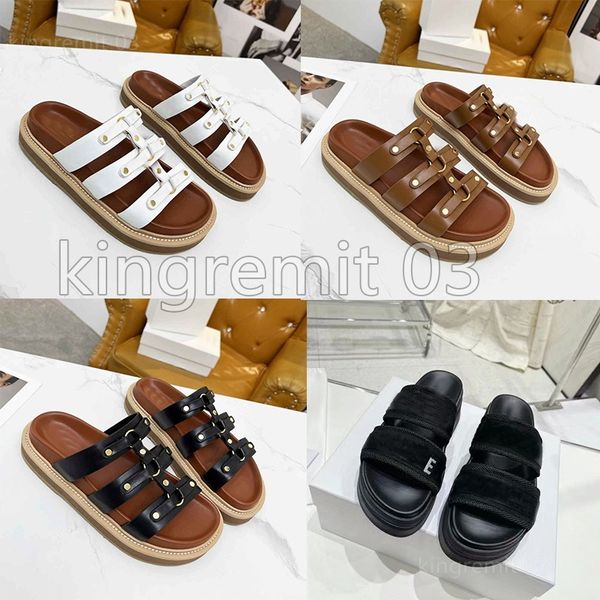 

designer sandals women tippi vegetable tanned cow leather sandal flat shoes summer decoration outdoor classic casual slide open toe woven up, Black